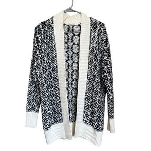 Gap Chunky Knit Open Front Oversized Cardigan Navy Cream XS\S